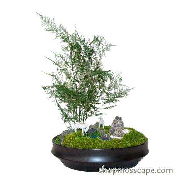 Couple Horses Thirst on River | Bonsai-scape (5-007 w/ AF)